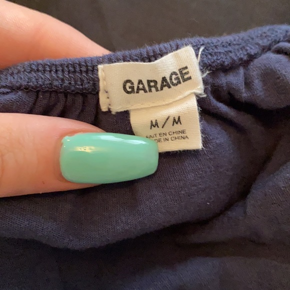 cropped navy blue off the shoulder shirt - Picture 3 of 4